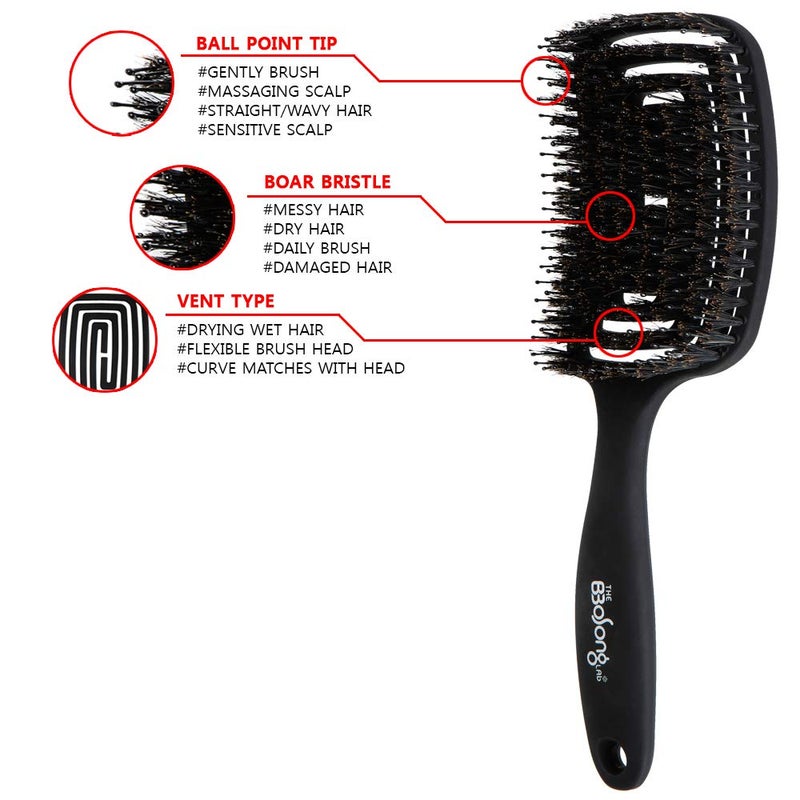 The bbosong lab Maze Hair Brush â€“ Curved and Flexible Brush Head, Fast Drying, Detangling, for All Hair Types - Image 5